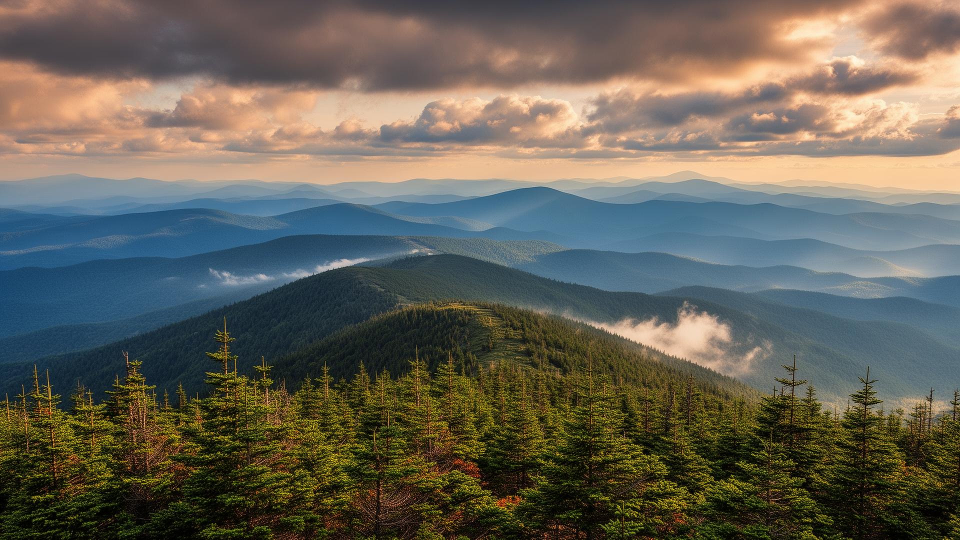 Layered Black Mountain ridges from the summit of Mount Mitchell in Yancey County