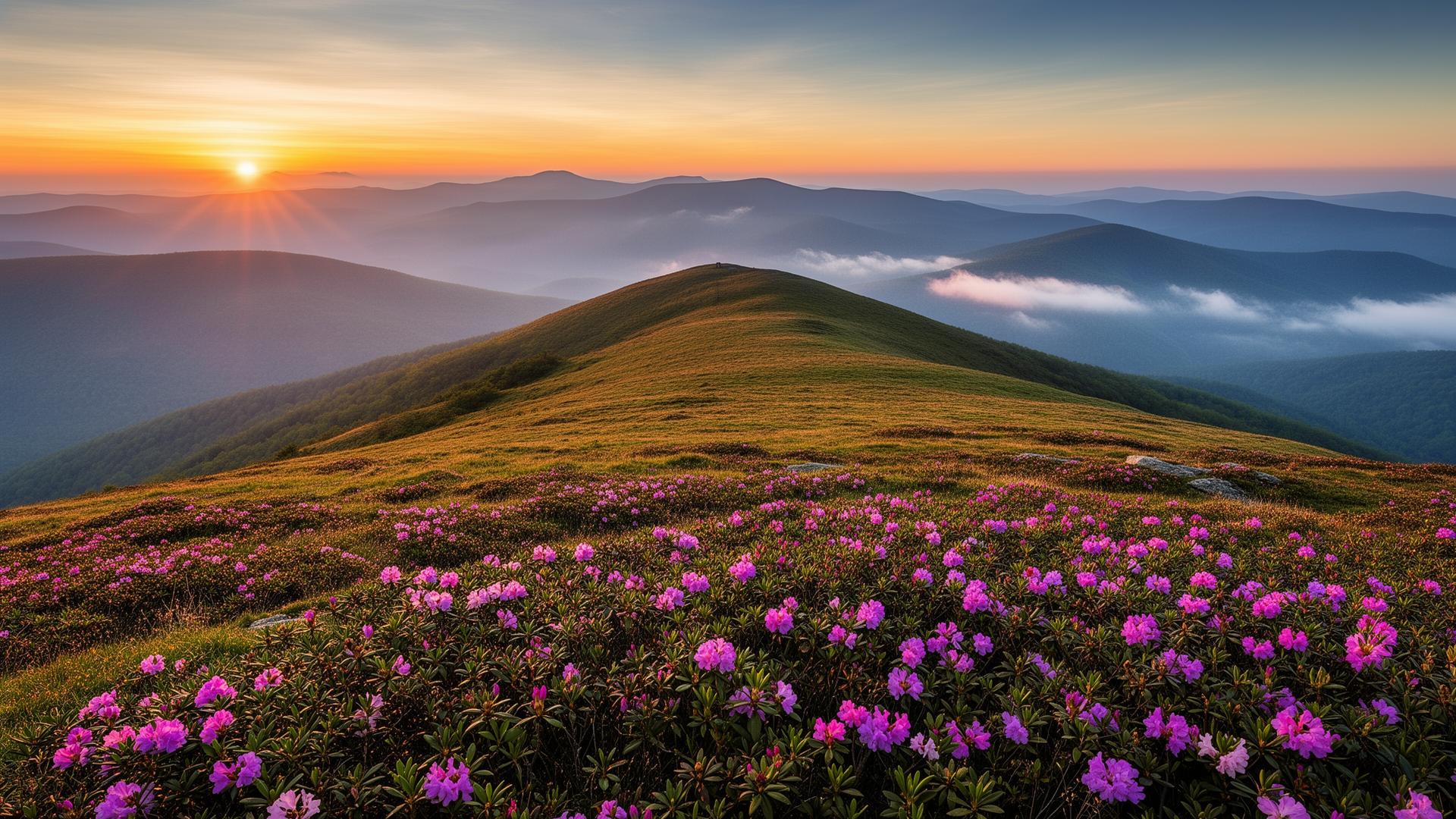 Catawba rhododendron blooming on Roan Mountain in Mitchell County
